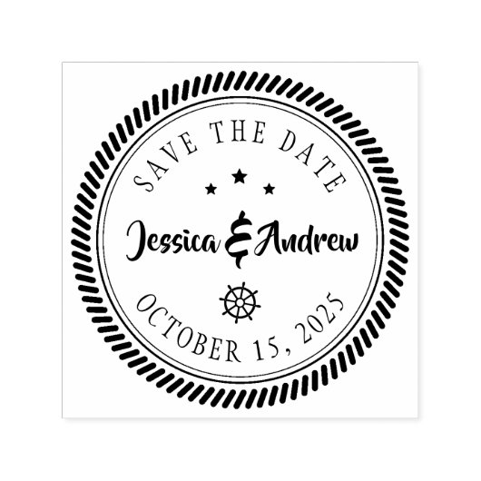 Moderne nautische Save the Date Hochzeit Permastempel (Design)
