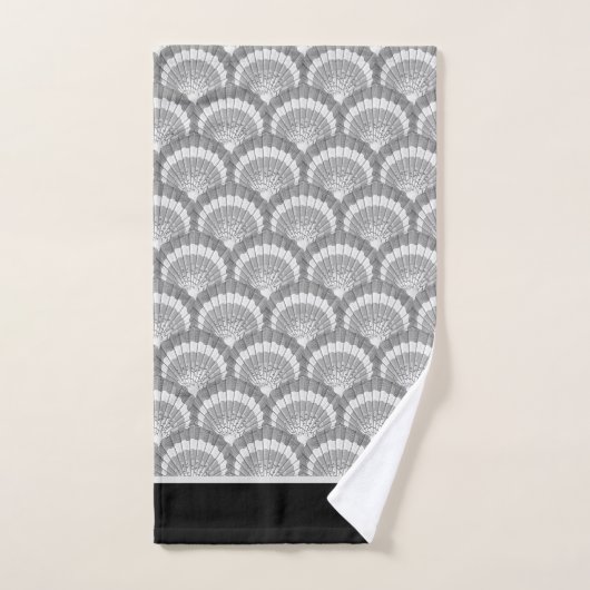 Moderne nautische Seashell Grau Muscheln Schwarz Badhandtuch Set (Handtuch)