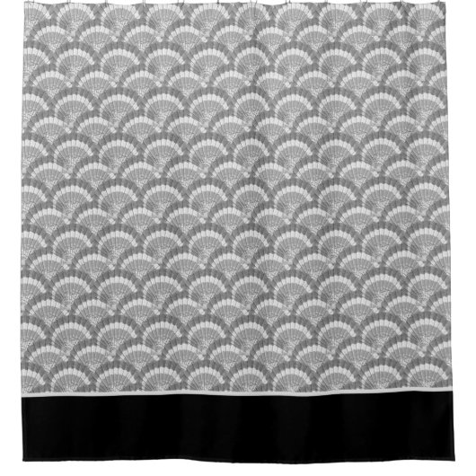 Moderne nautische Seashell Grau Muscheln Schwarz Duschvorhang (Vorderseite)