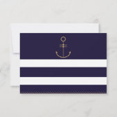 Moderne nautische Streifen Hochzeit RSVP-Karte RSVP Karte (Rückseite)