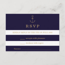 Moderne nautische Streifen Hochzeit RSVP-Karte RSVP Karte