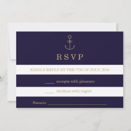 Moderne nautische Streifen Hochzeit RSVP-Karte RSVP Karte