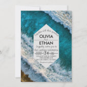 Moderne nautische Wellen Hochzeit Einladung (Vorderseite)