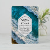 Moderne nautische Wellen Hochzeitsfoil Einladung (Stehend vorne)