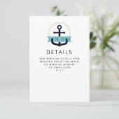 Moderne Navy Anchor Nautical Monogram Wedding Encl Begleitkarte (Stehend Vorderseite)