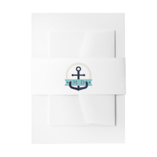 Moderne Navy Anchor Nautical Monogram Wedding Invi Einladungsbanderole