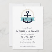 Moderne Navy Anchor Nautical Monogram Wedding Rett Save The Date (Vorderseite)