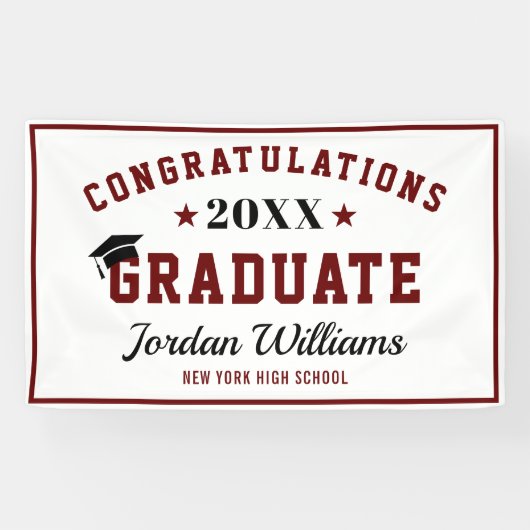 Moderne Navy Black Class of 2024 Graduation Party Banner (Horizontal)