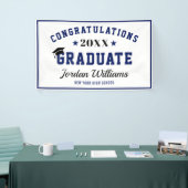 Moderne Navy Black Klasse von 2023 Graduation Part Banner (Messeveranstaltung)