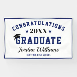 Moderne Navy Black Klasse von 2023 Graduation Part Banner