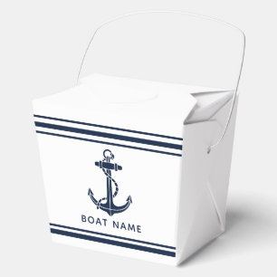 Moderne Navy Blau Anker Boot Name Benutzerdefinier Geschenkschachtel