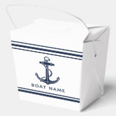 Moderne Navy Blau Anker Boot Name Benutzerdefinier Geschenkschachtel (Rückseite)