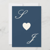 Moderne Navy-Blau Elfenbein Florale Monogramm Hoch Einladung (Rückseite)