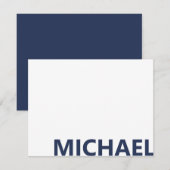 Moderne Navy Blau Fette Monogramm Mitteilungskarte (Vorne/Hinten)