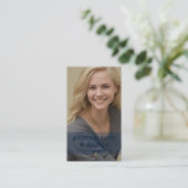 Moderne Navy Blau Foto QR Code Professionell Gold Visitenkarte (Stehend Vorderseite)