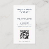 Moderne Navy Blau Foto QR Code Professionell Gold Visitenkarte (Rückseite)