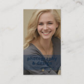 Moderne Navy Blau Foto QR Code Professionell Gold Visitenkarte (Vorderseite)