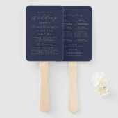 Moderne Navy-Blau-Gold-Schrift Hochzeitsprogramm Fächer (Vorne und Hinten)