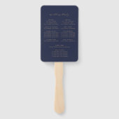 Moderne Navy-Blau-Gold-Schrift Hochzeitsprogramm Fächer (Rückseite)