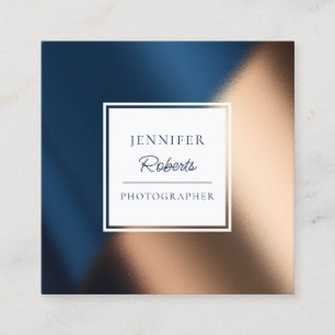 Moderne Navy Blau Gold Stylish Luxus Quadratische Visitenkarte