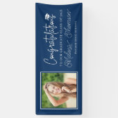 Moderne Navy Blau Gratulation Absolvent Foto Banner (Vertikal)