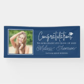 Moderne Navy Blau Gratulation Absolvent Foto Banner (Horizontal)