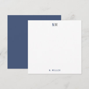 Moderne Navy Blau Grau Monogramm Zwei Initialen Fl Mitteilungskarte