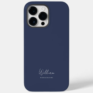 Moderne Navy-Blau-Monogramm-Name-Skript iPhone 14 Pro Max Hülle