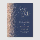 Moderne Navy Blau Pfirsich Save Date Magnetkarte (Vorderseite)