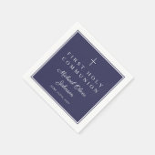Moderne Navy Blau Religiöser Junge Erste Kommunion Serviette (Ecke)