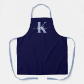 Moderne Navy-Blau-Schrift-Monogramm Schürze (Vorderseite)