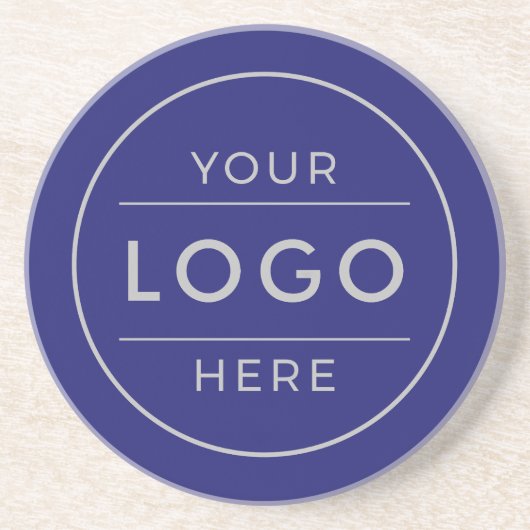 Moderne Navy Blau Silber Custom Geschäftslogo Getränkeuntersetzer (Vorne)