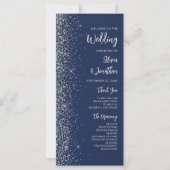 Moderne Navy Blau Silber Glitter Schrift Hochzeit (Vorderseite)