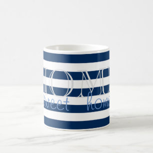 Moderne Navy Blau Streifen , Zuhause ist das Zuhau Kaffeetasse