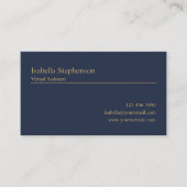 Moderne Navy Blau und Gold Virtueller Assistent Visitenkarte (Vorderseite)