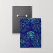 Moderne Navy-Blau und Grün Florale Blätter Muster Button (Vorderseite/Rückseite)