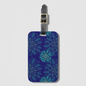 Moderne Navy-Blau und Grün Florale Blätter Muster Gepäckanhänger (Vorderseite Vertikal)