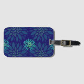 Moderne Navy-Blau und Grün Florale Blätter Muster Gepäckanhänger (Vorderseite (Horizontal))