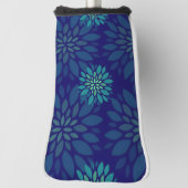 Moderne Navy-Blau und Grün Florale Blätter Muster Golf Headcover (Rotieren 90)