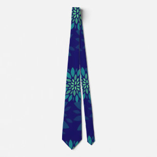 Moderne Navy-Blau und Grün Florale Blätter Muster Krawatte