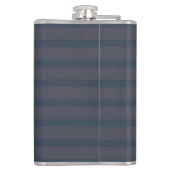 Moderne Navy Blau und Pflaumenname Streifenflasche Flachmann (Rückseite)