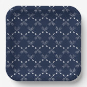 Moderne Navy Blau und Weiß Muster Urlaub Pappteller (Vorderseite)