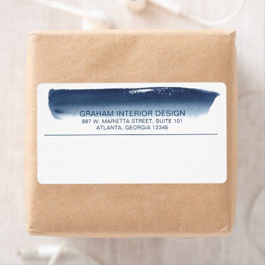 Moderne Navy-Blau-Wasserfarbe-Geschäftsversandetik (Insitu)