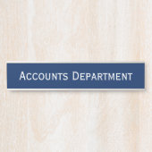 Moderne Navy Blau Weiße Büro-Firma-Abteilungsname Türschild (Vorderseite )