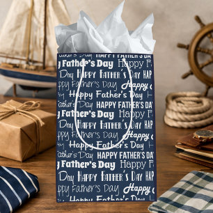 Moderne Navy Blau Weiße Typografie Vatertag Mittlere Geschenktüte
