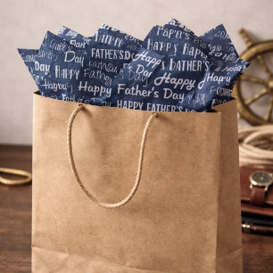 Moderne Navy Blau Weiße Typografie Vatertag Seidenpapier