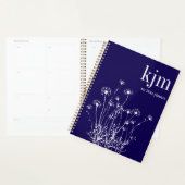 Moderne Navy Blau & Weiße Wildblumen Planer (Anzeige)