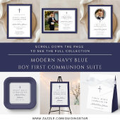Moderne Navy Blaues Kreuz Junge Erste Kommunion Pappteller