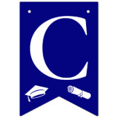 Moderne Navy Blue 3 Fotos, Graduiertenkap, Diploma Wimpelkette (Zweite Fahne)