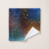 Moderne Navy Blue and Gold Glitzer Textur Badhandtuch Set (Waschlappen)